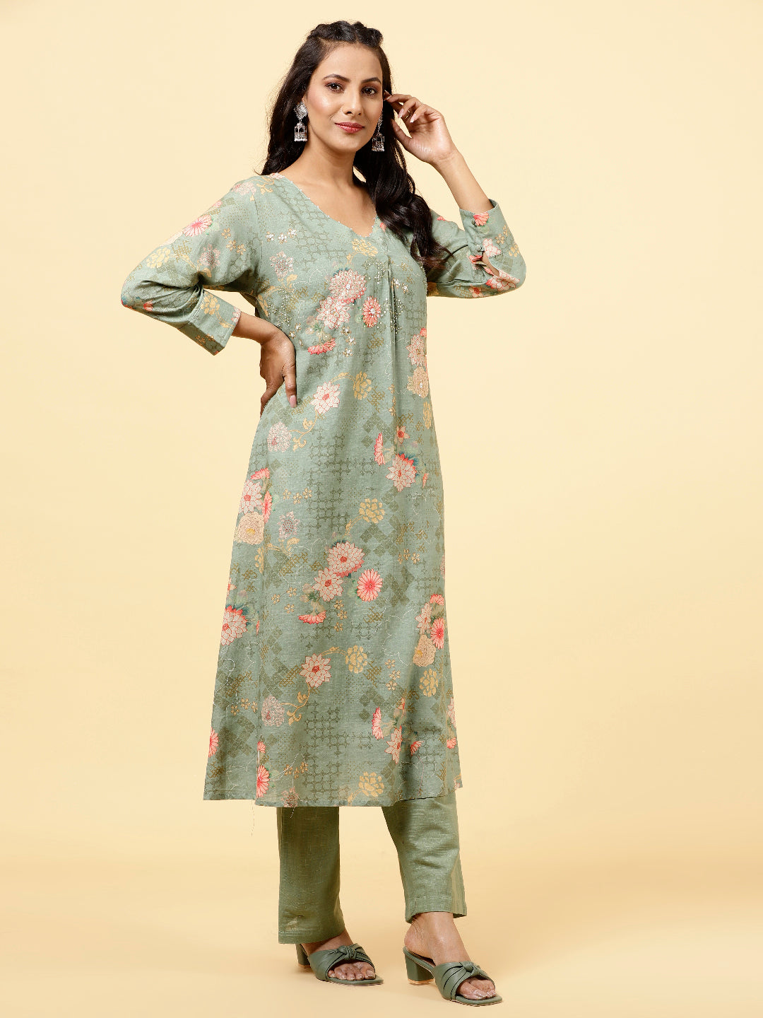 Printed Cotton Kurta With Pants