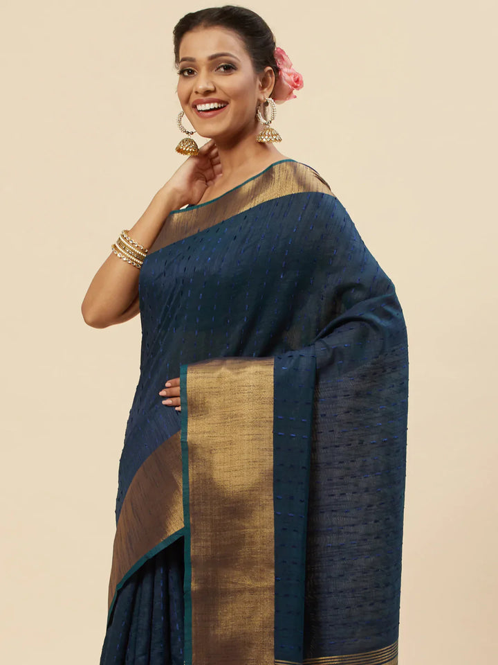 Plain Zari Border Handloom Woven Saree