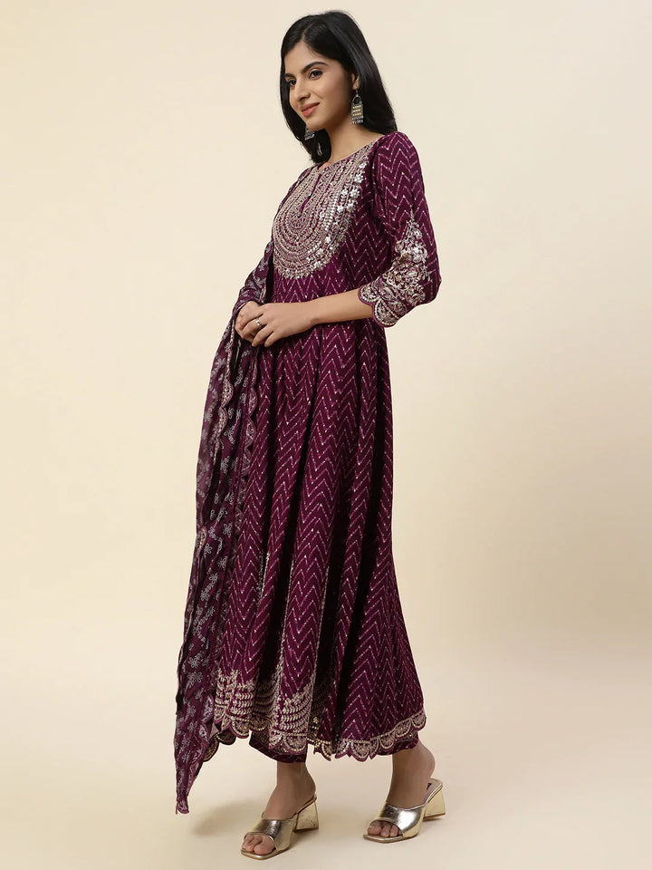 Neck Embroidered Cotton Kurta With Pants &amp; Dupatta