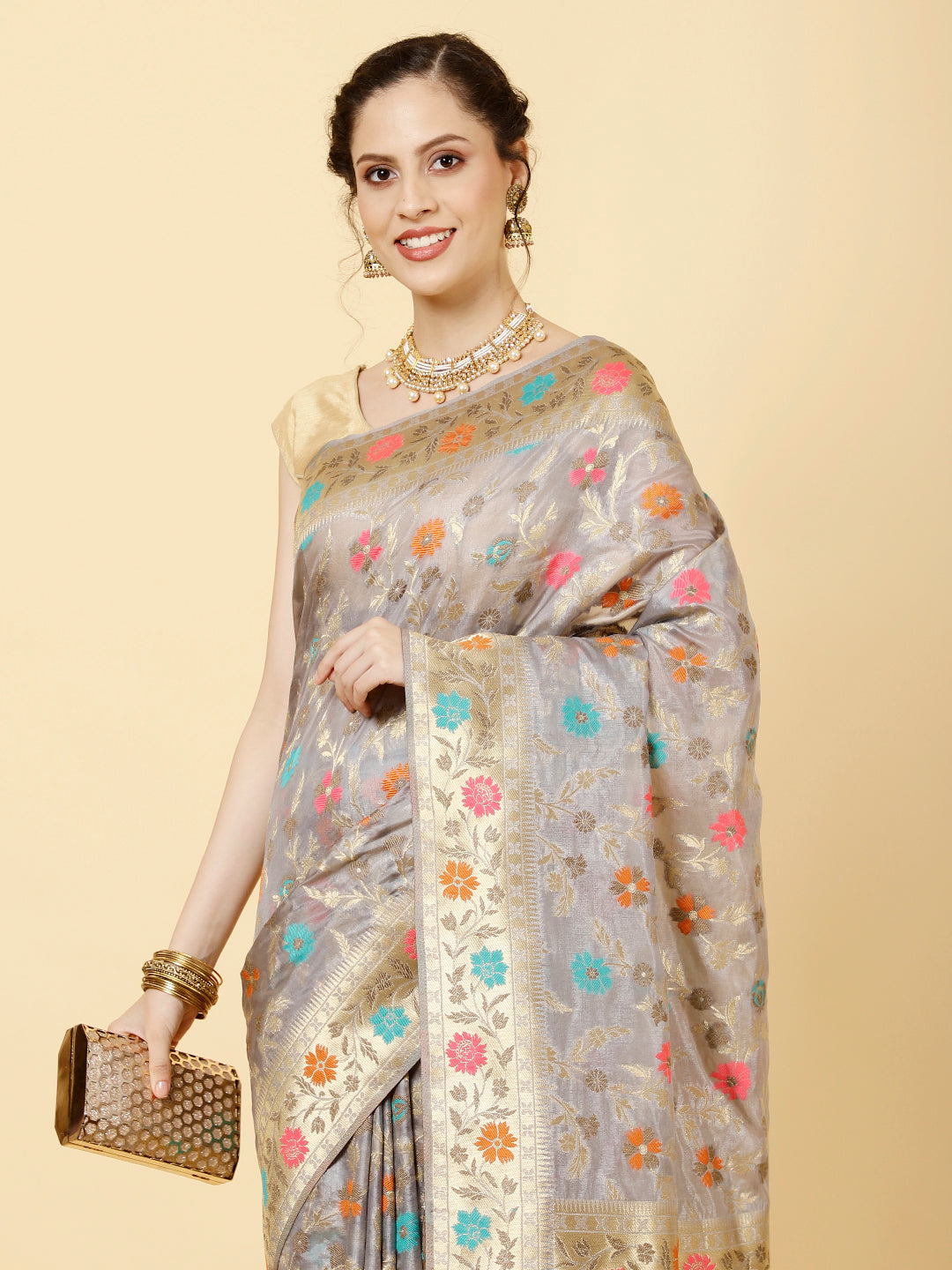 Zari Jaal Woven Organza Saree