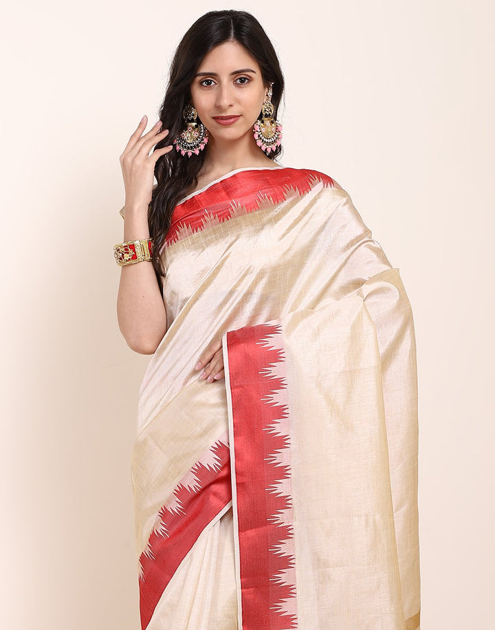 MBZ Meena Bazaar-Mustard Art Handloom Saree