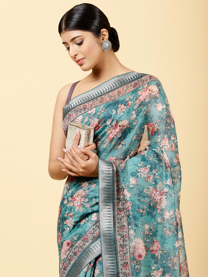 Floral Printed Cotton Saree