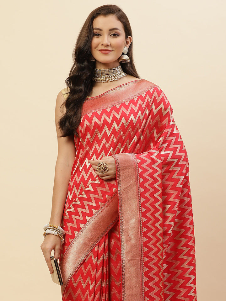 Zig Zag Banarasi Embroidered Saree