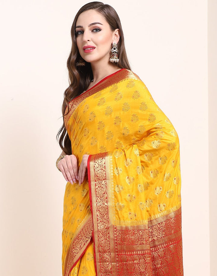 MBZ Meena Bazaar-Mustard Art Handloom Saree