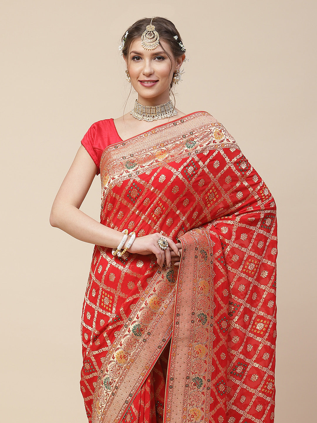 Gharchola Banarasi Embroidered Saree
