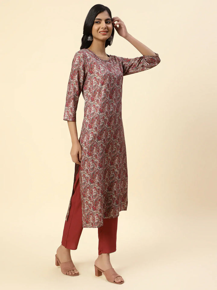 Floral Printed Pashmina Kurta With Pants