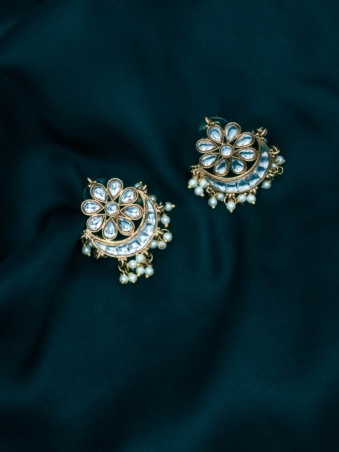 Gold &amp; White Drop &amp; Dangler Earrings