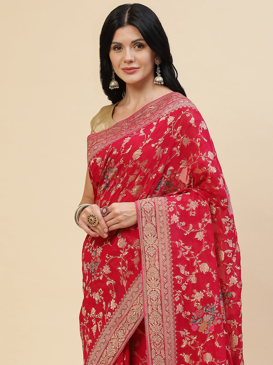 Floral Meenakari Georgette Saree