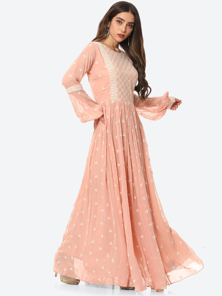 Resham Booti Georgette Gown Dress