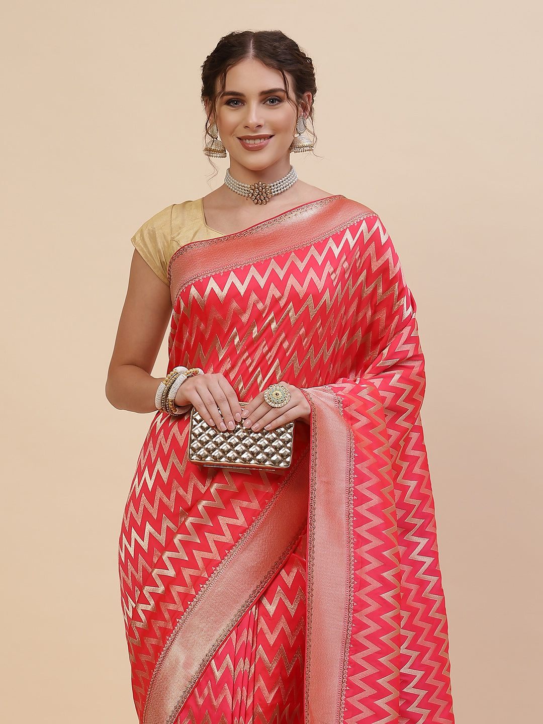 Zig Zag Banarasi Embroidered Saree