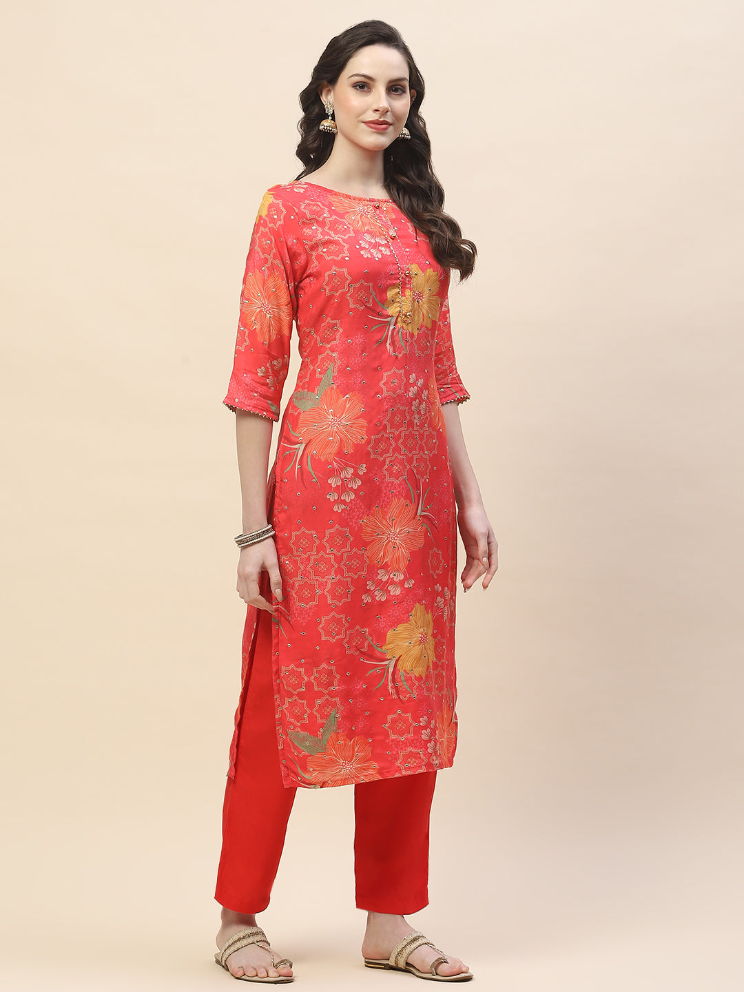 Printed Cotton Kurta With Pants