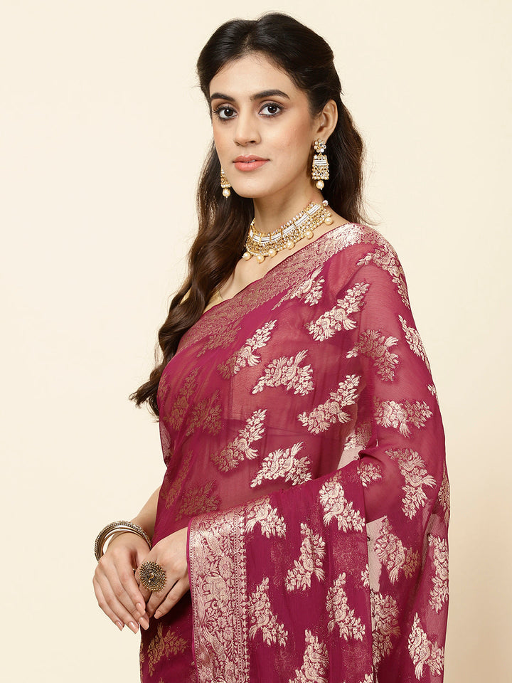 Zari Jaal Woven Chiffon Saree