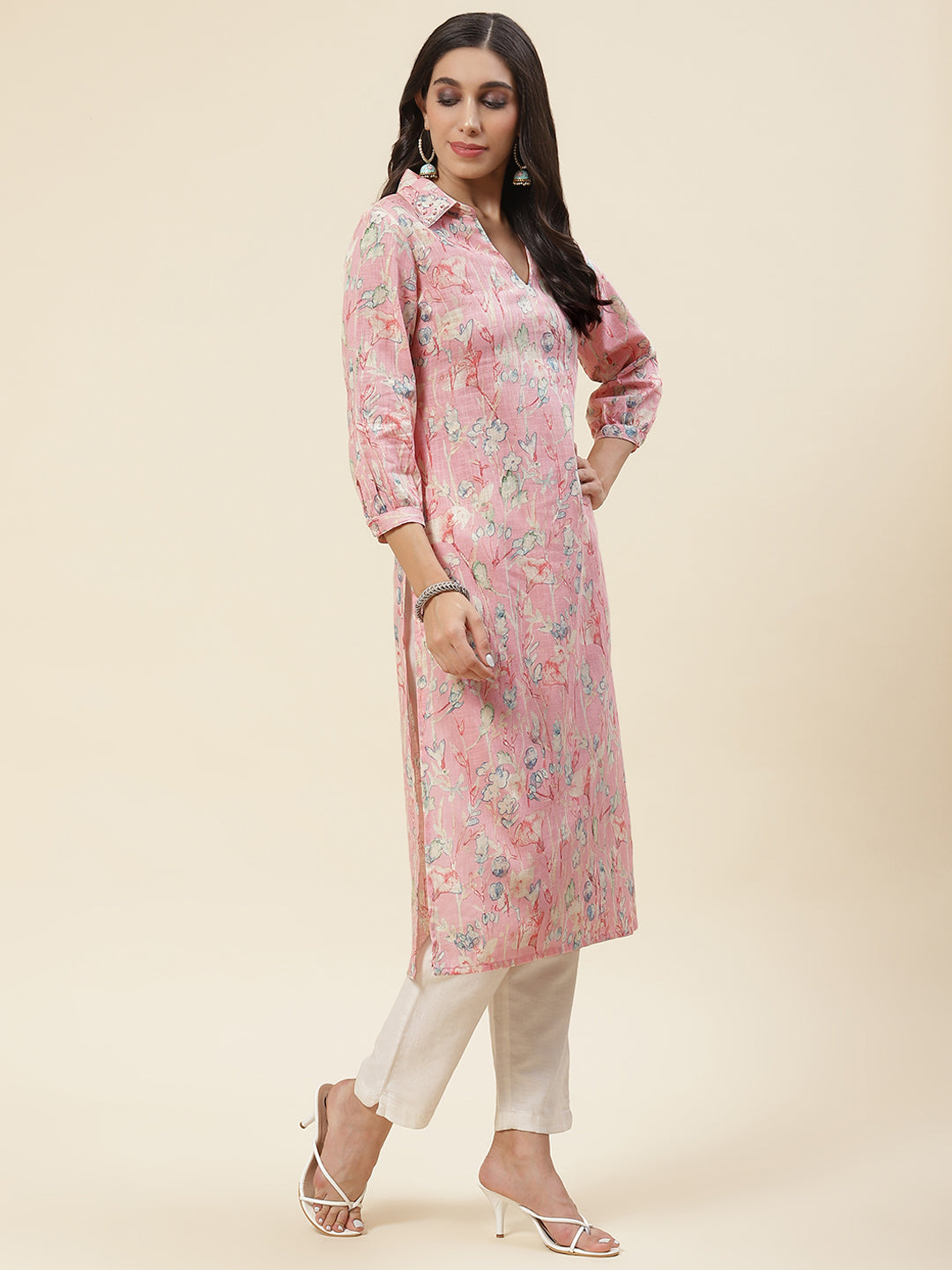 Floral Printed Muslin Kurta