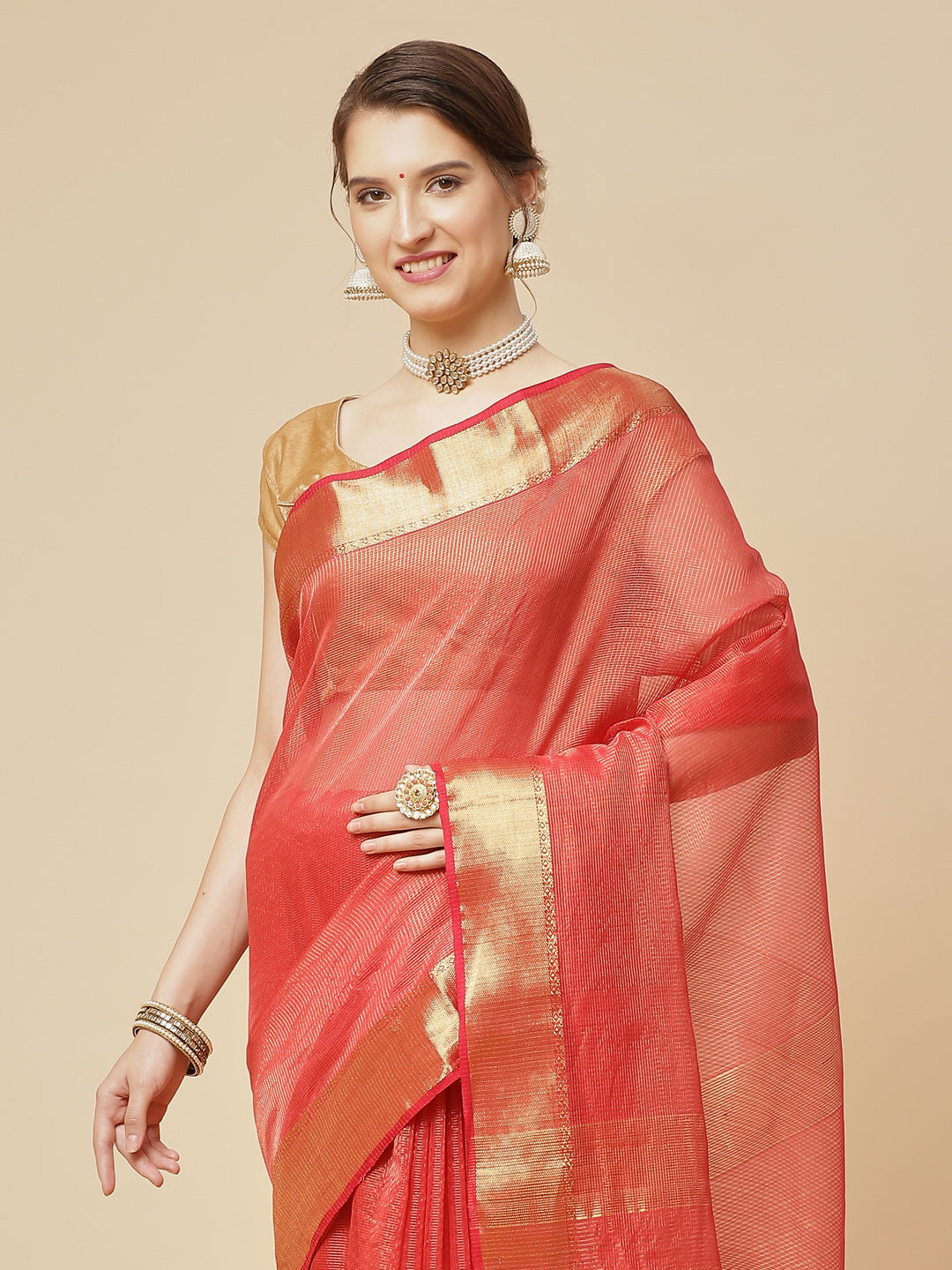Zari Jaal Cotton Woven Saree