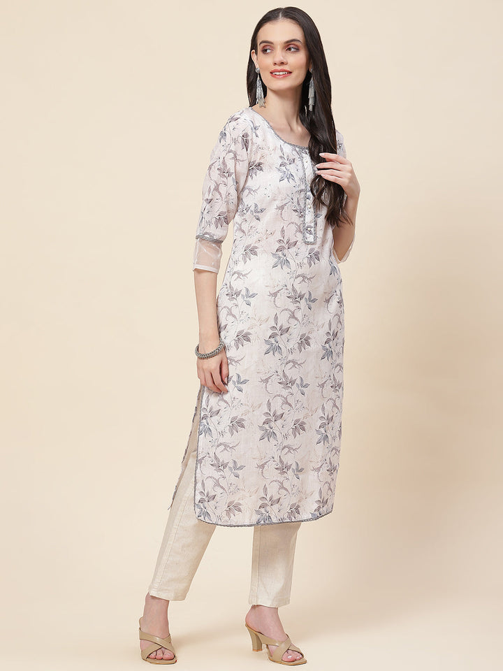 Printed Cotton Kurta With Pants