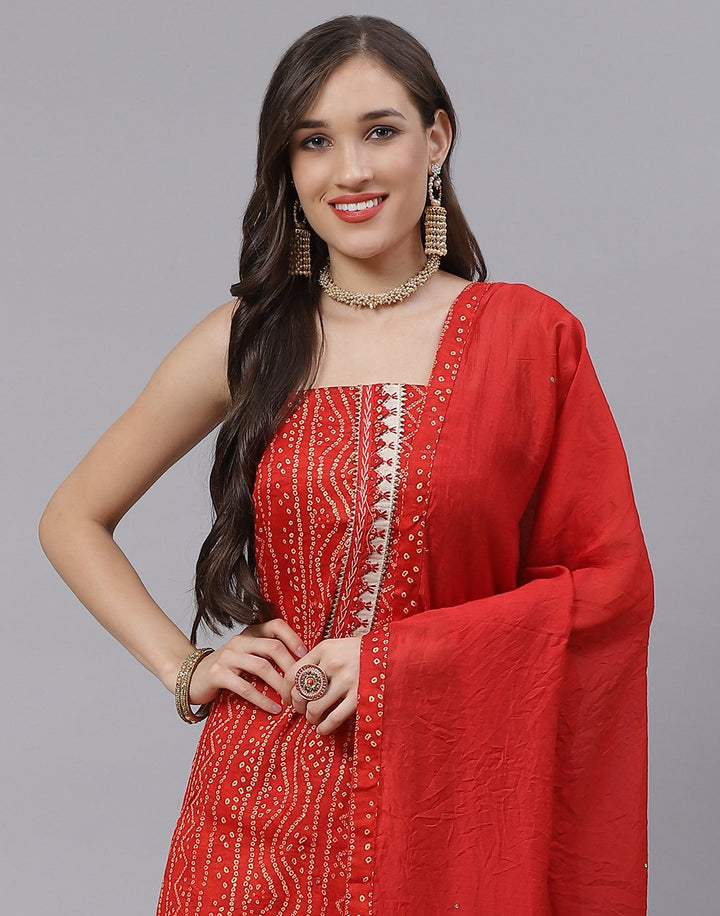 Cotton Bandhej Print Suit Piece