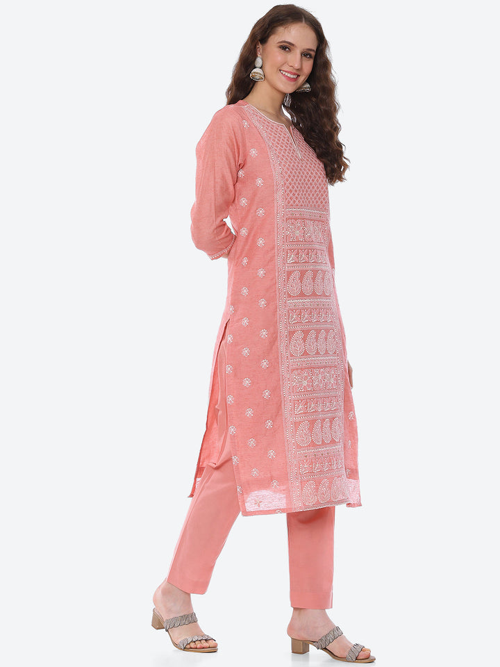 Resham Embroidered Chanderi Kurta With Pant