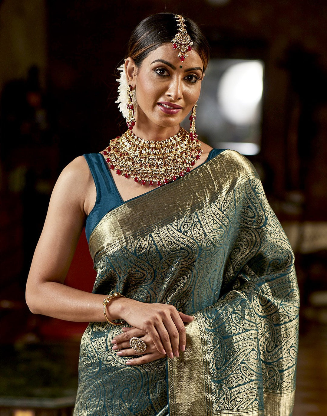 MBZ Meena Bazaar-Crepe Woven Silk Saree