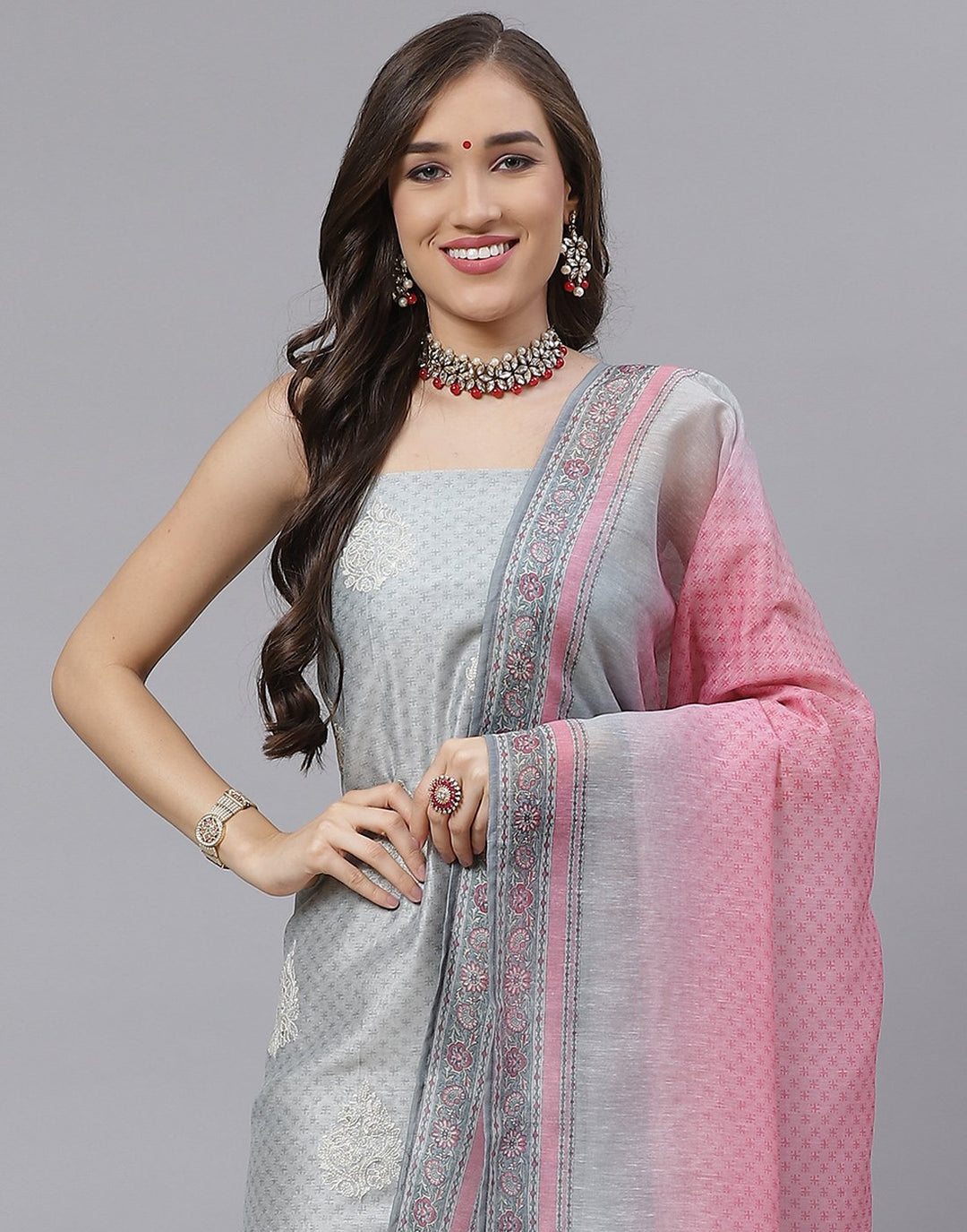 Chanderi Embroidered Suit Piece