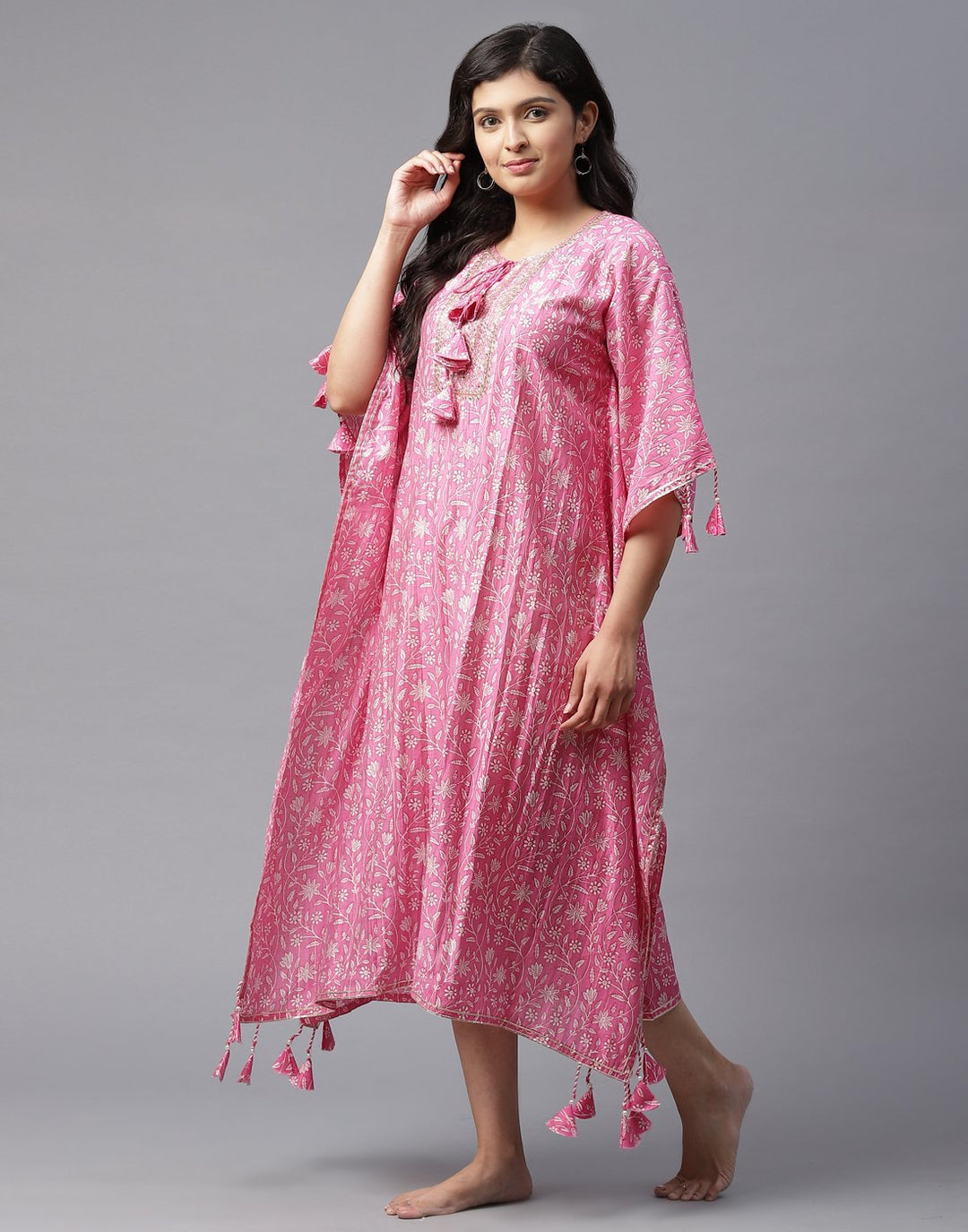 Printed Kaftan with Gota work