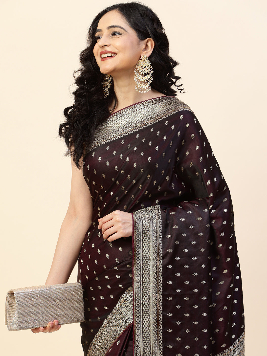 Swarovski Embroidered Satin Saree