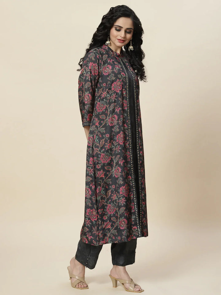 Printed Crepe Kurta With Palazzo