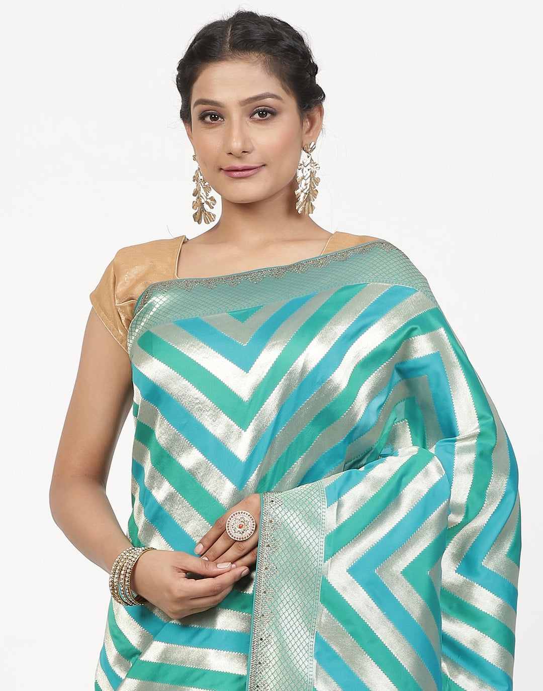 Banarasi Rama Green Silk Saree