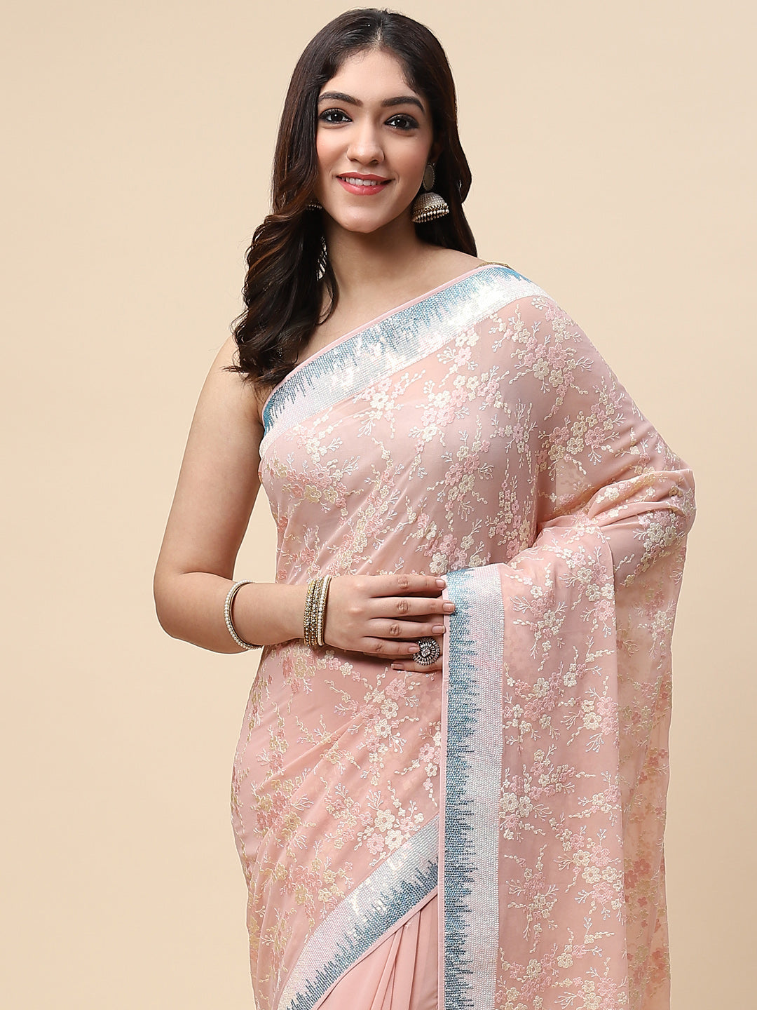 Resham Jaal Embroidered Georgette Saree