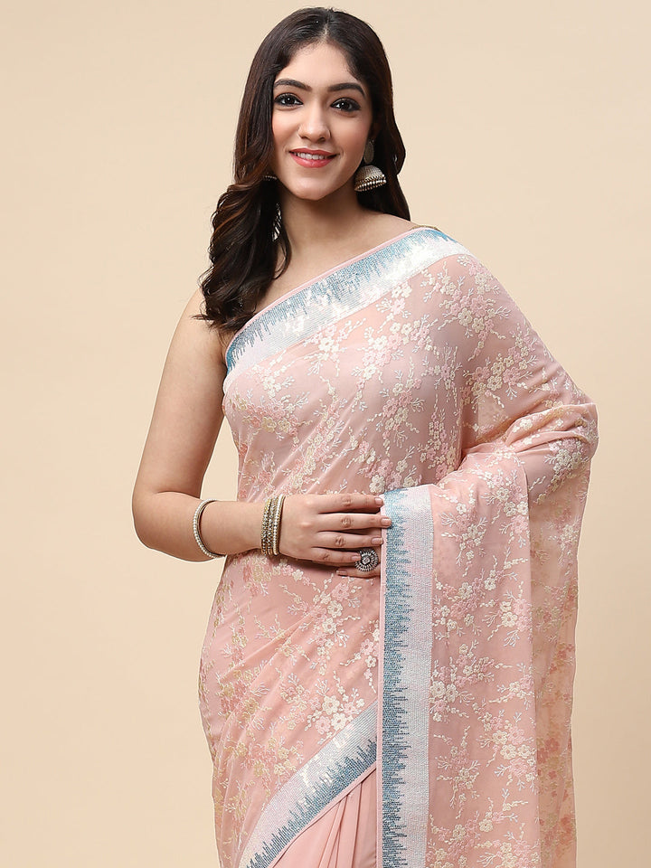Resham Jaal Embroidered Georgette Saree