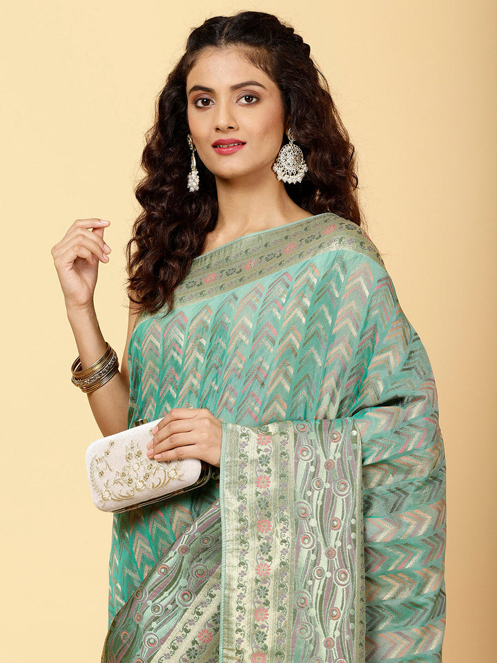 Zari Organza Woven Saree