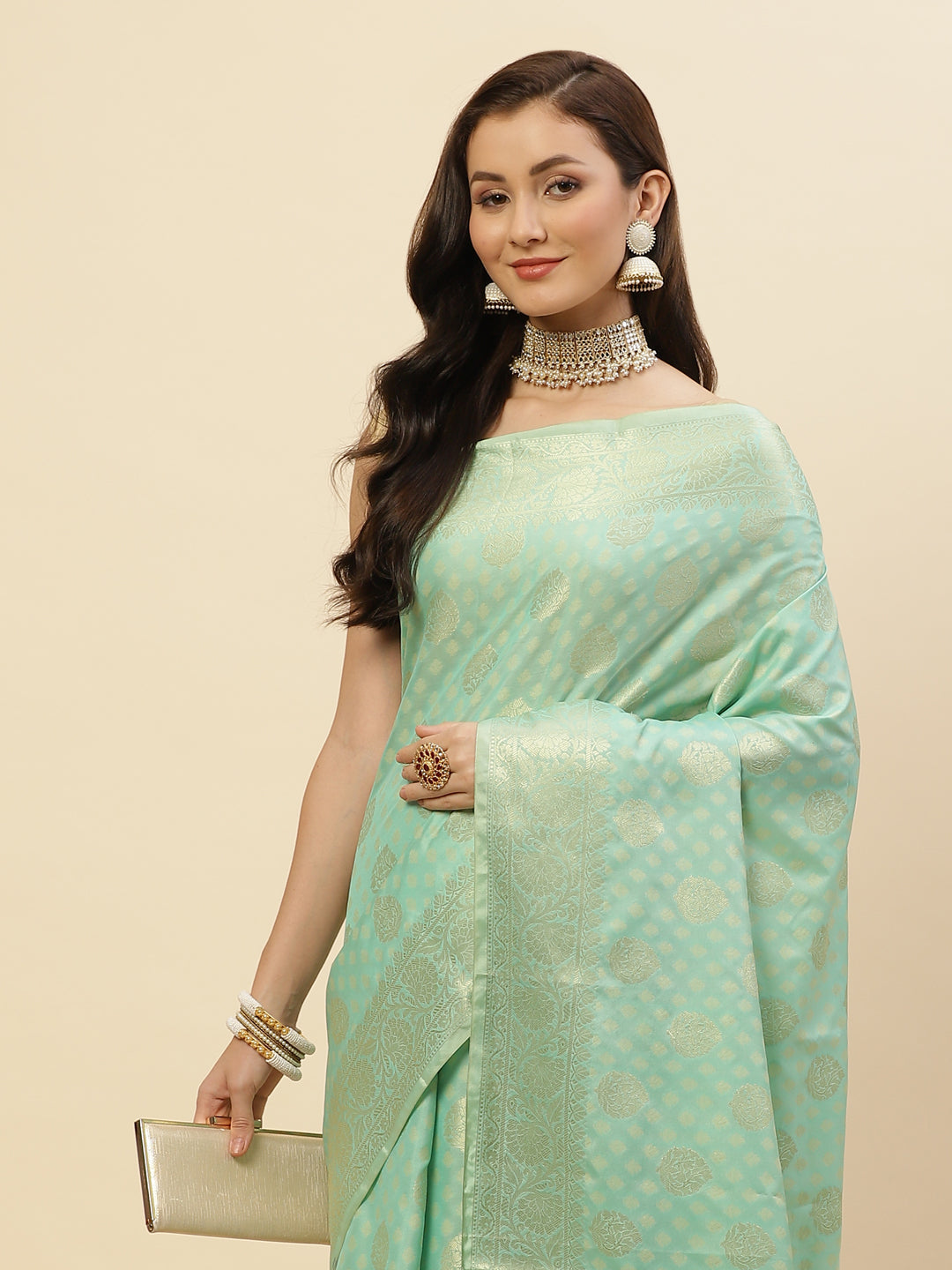 Zari Border Booti Cotton Woven Saree