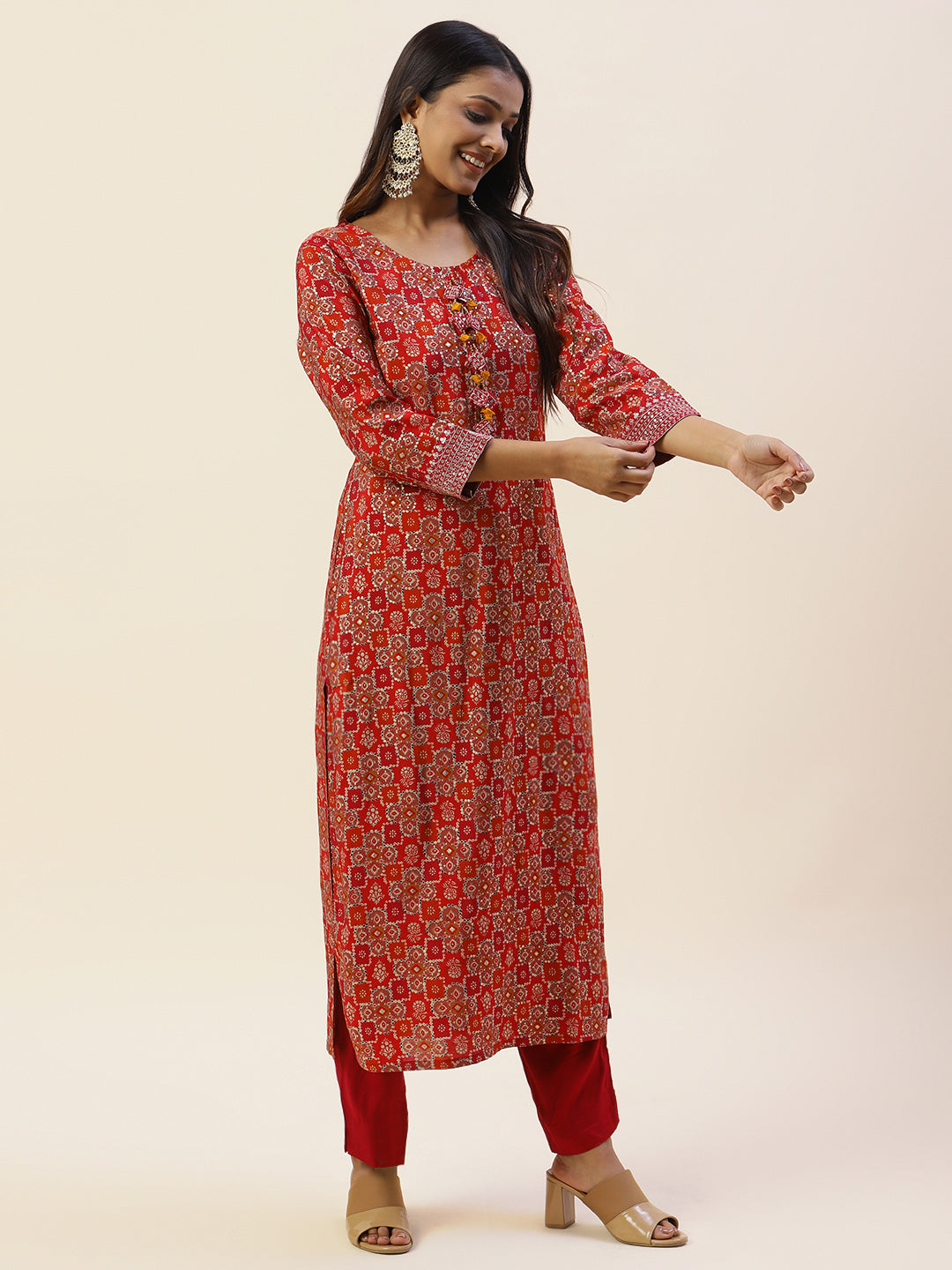 Printed Cotton Kurta With Pants