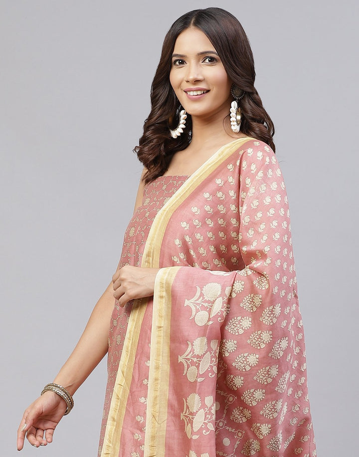 Printed Chanderi Suit Piece