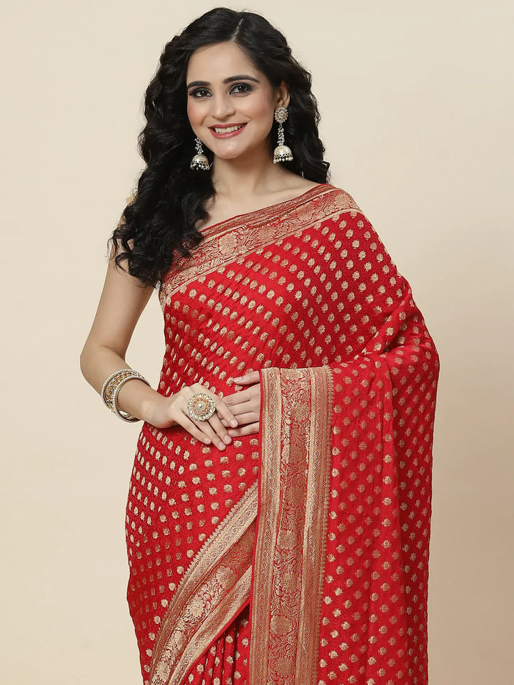 Zari Booti Satin Woven Saree