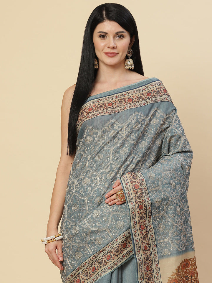 Printed Tussar Saree