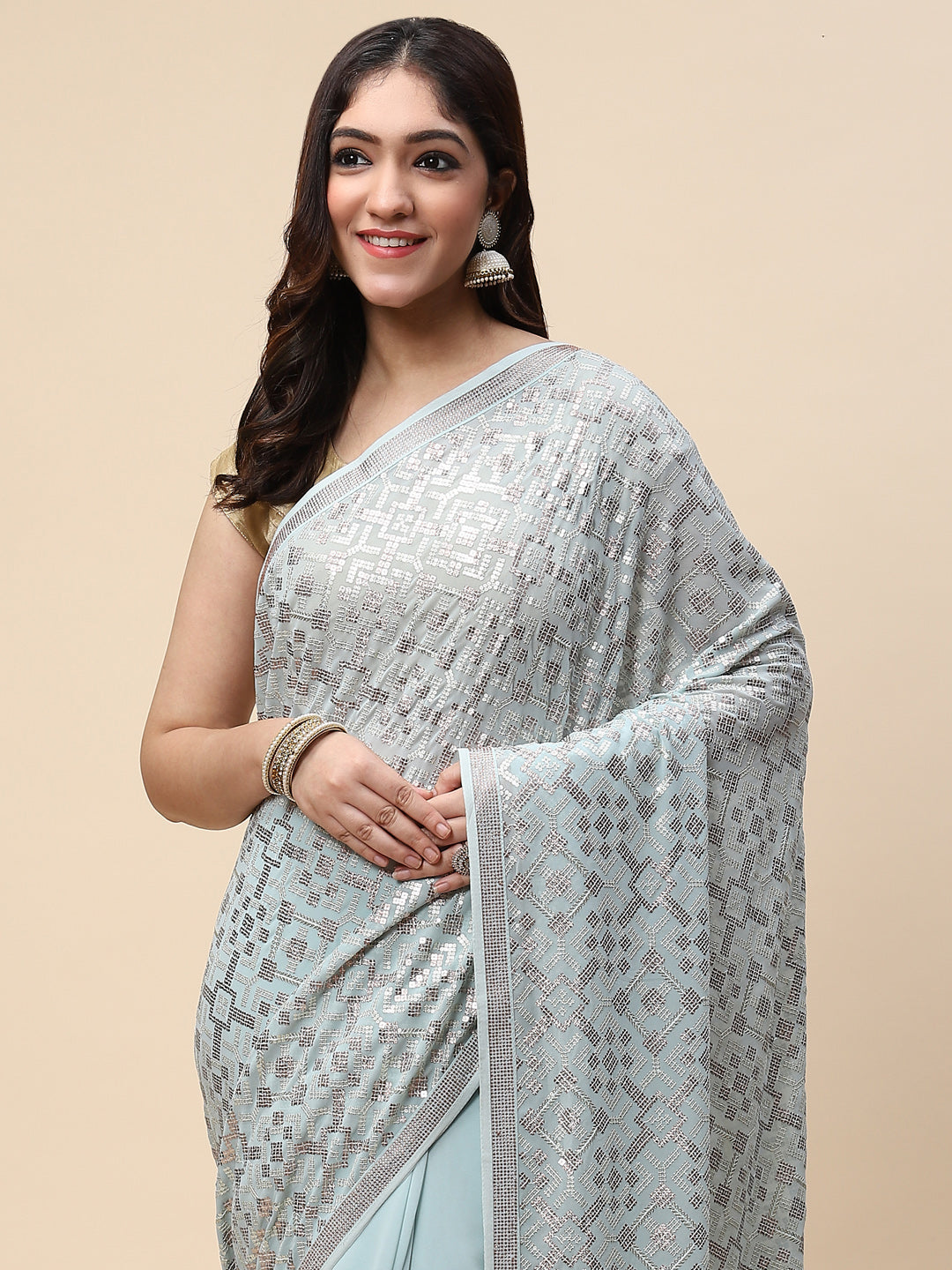 Sequin Embroidered Georgette Saree