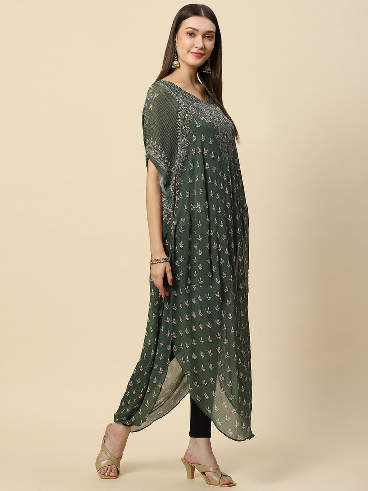 Digital Printed Georgette Kaftan Kurta