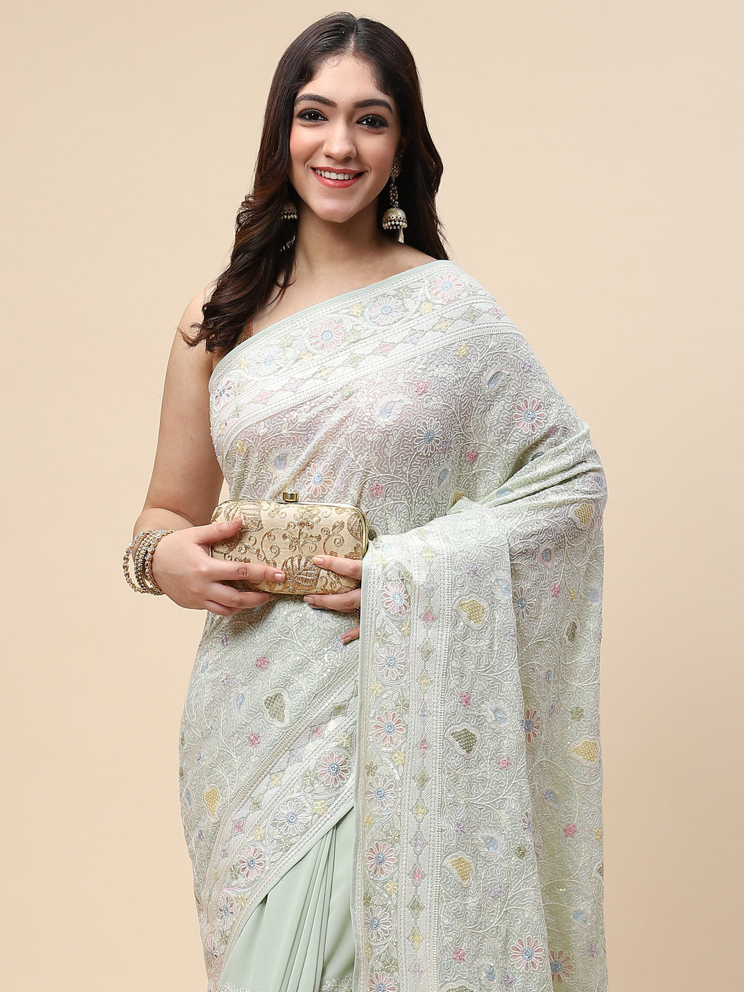 Resham Jaal Embroidered Georgette Saree