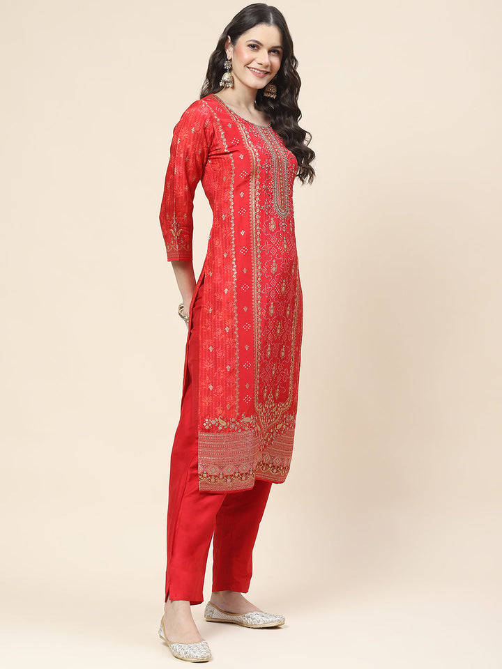 Printed Handloom Kurta With Pants &amp; Dupatta