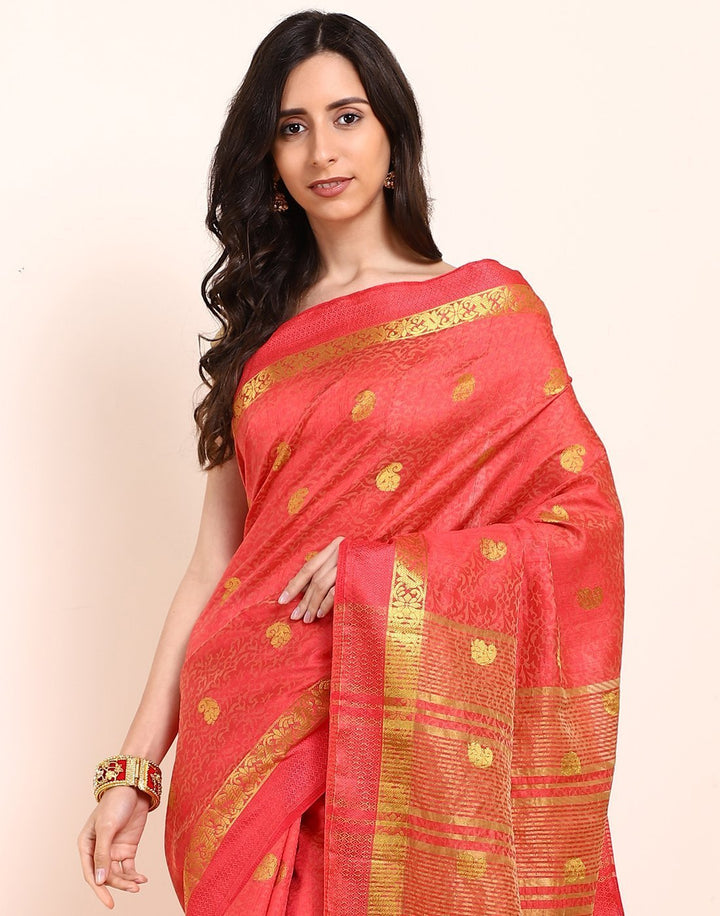 MBZ Meena Bazaar-Green Art Handloom Saree