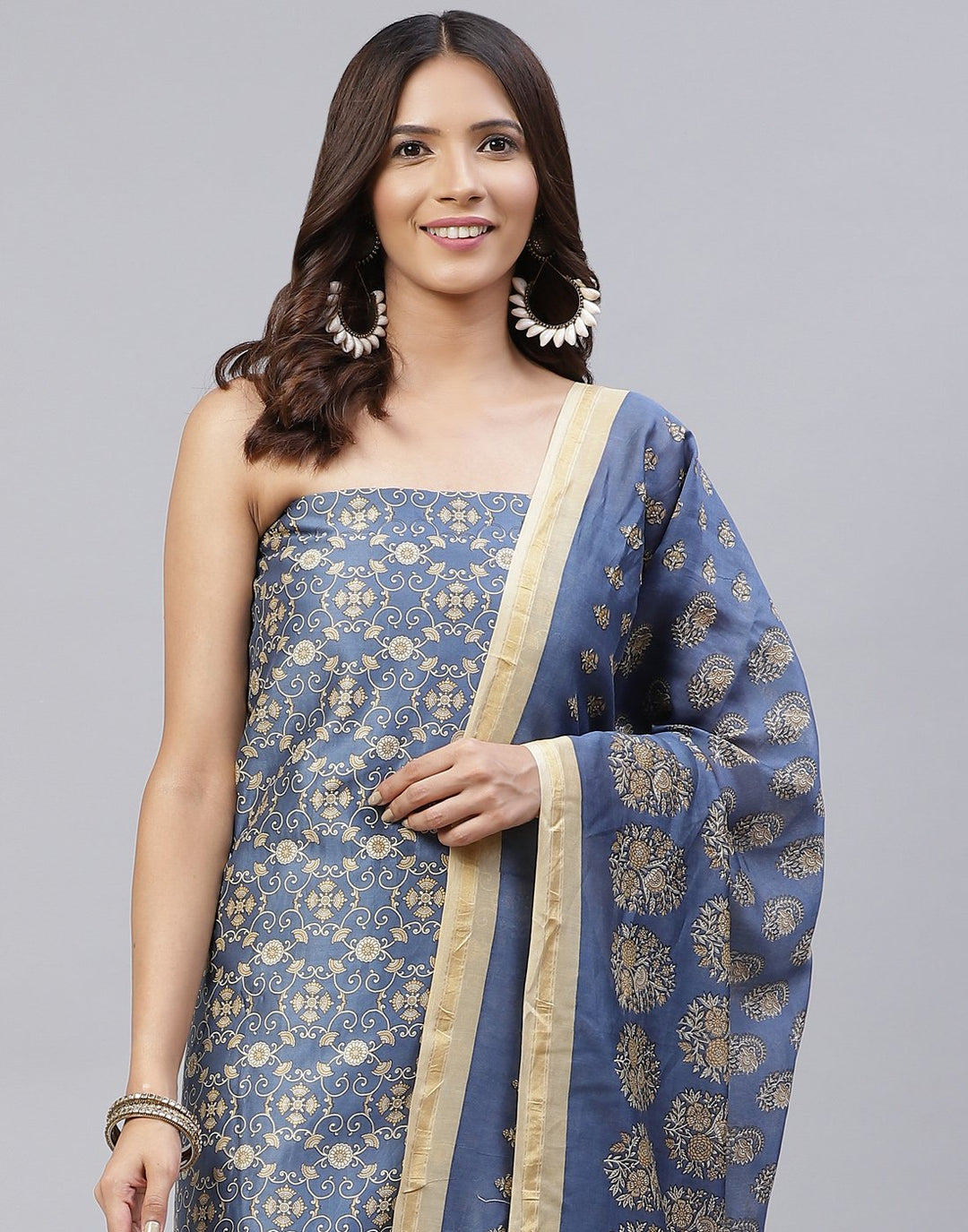 Printed Chanderi Suit Piece