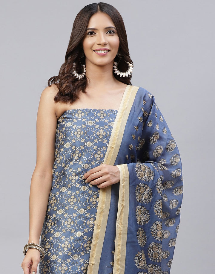 Printed Chanderi Suit Piece