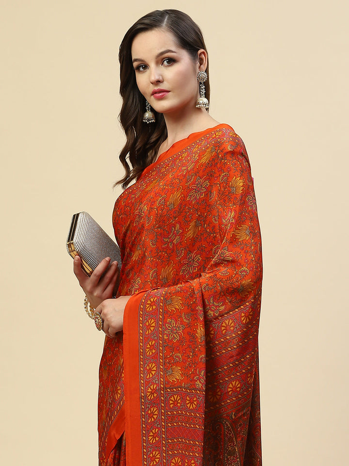 Digital Printed Crepe Saree