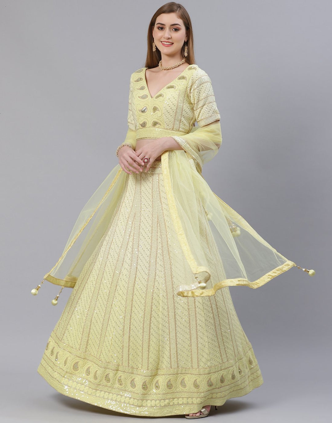 Georgette Lakhnavi Lehenga Choli with Thread Work