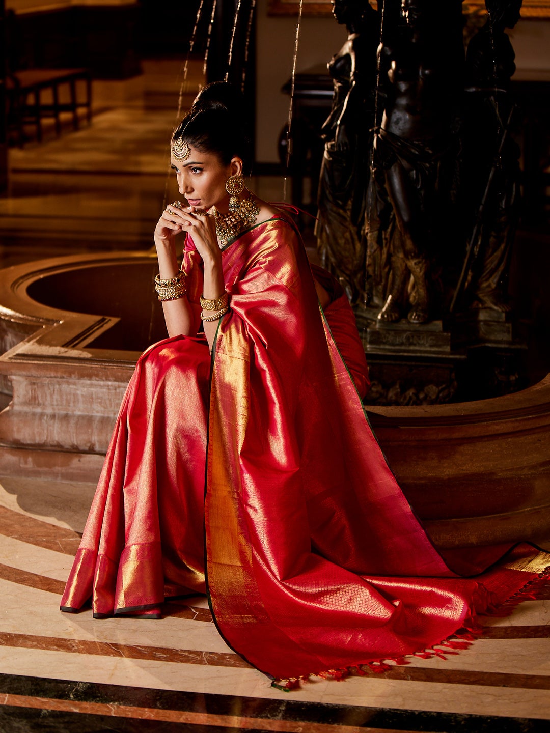 Brocade Zari Jaal Woven Handloom Kanjeevaram Saree