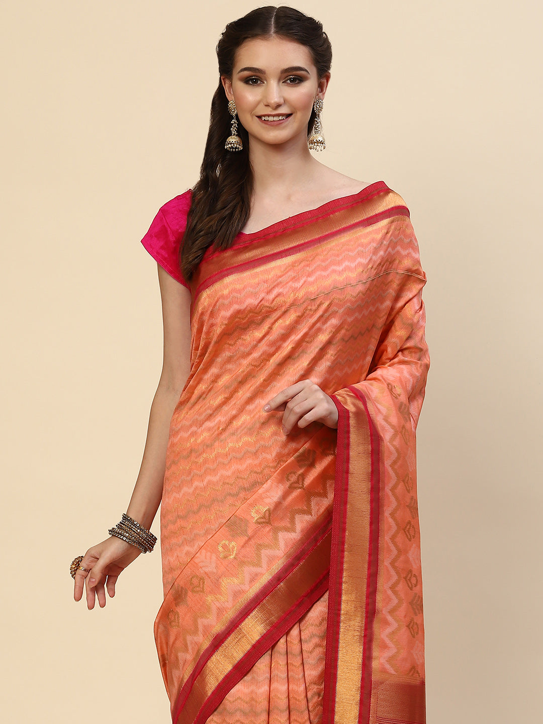 Zari Jaal Handloom Woven Saree