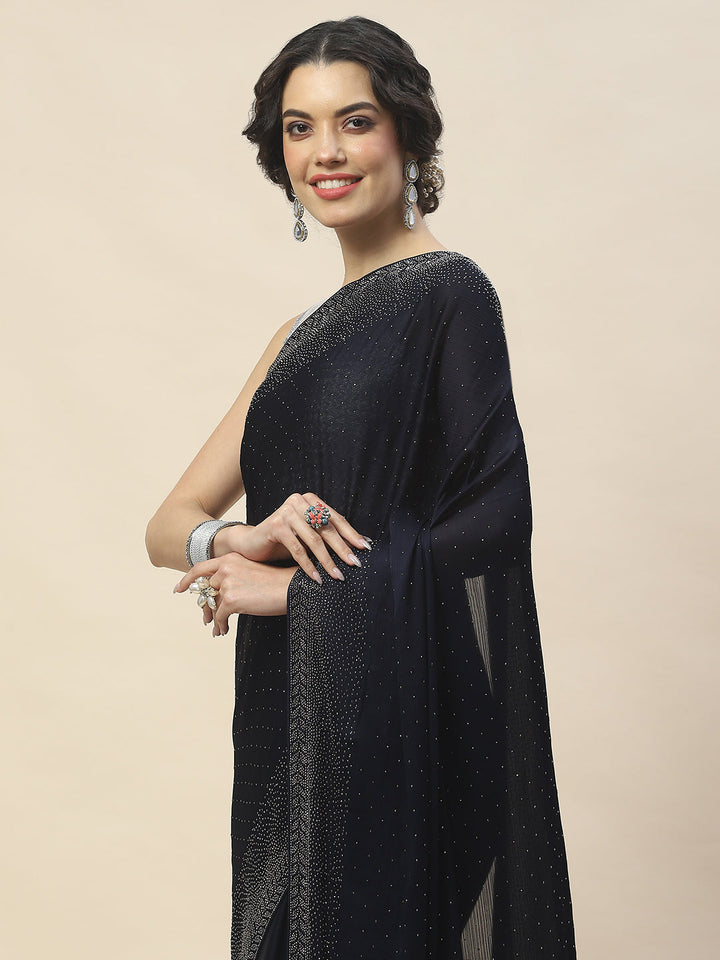 Stone Embroidered Chiffon Saree