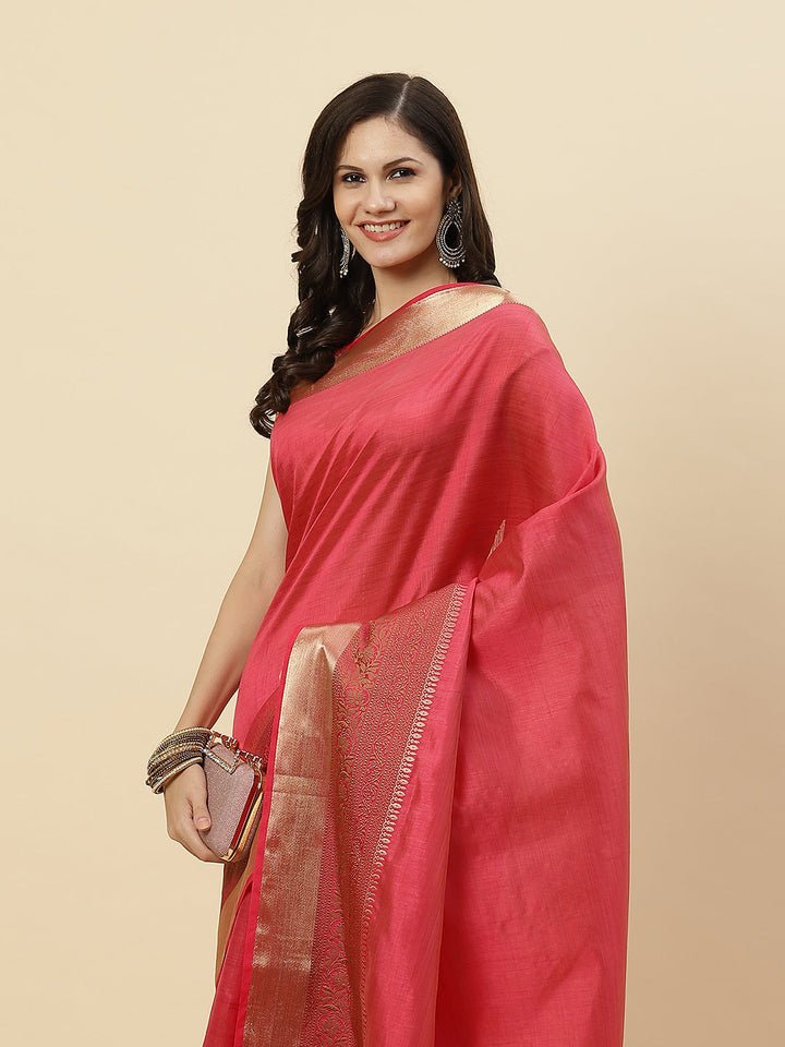 Plain Zari Border Handloom Woven Saree