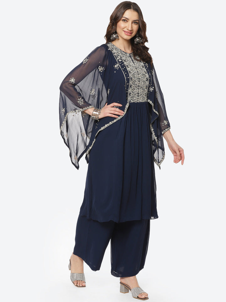 Zari Neck Georgette Stitched Salwar Kameez