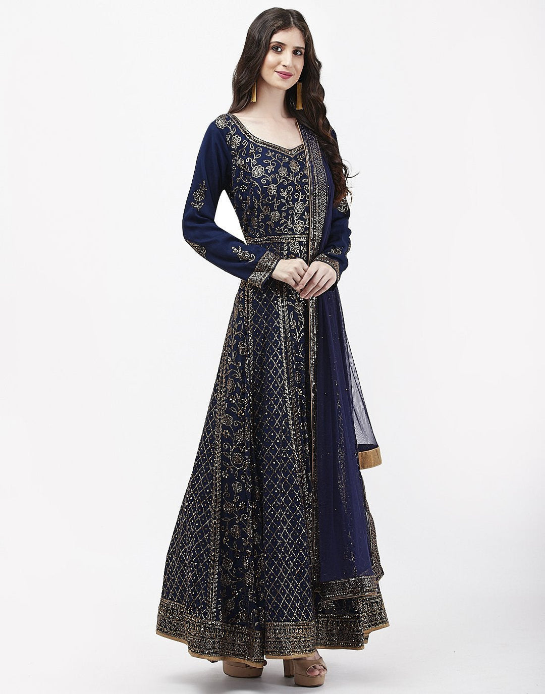 MBZ Meena Bazaar-Navy Blue Art Georgette Salwar Kameez